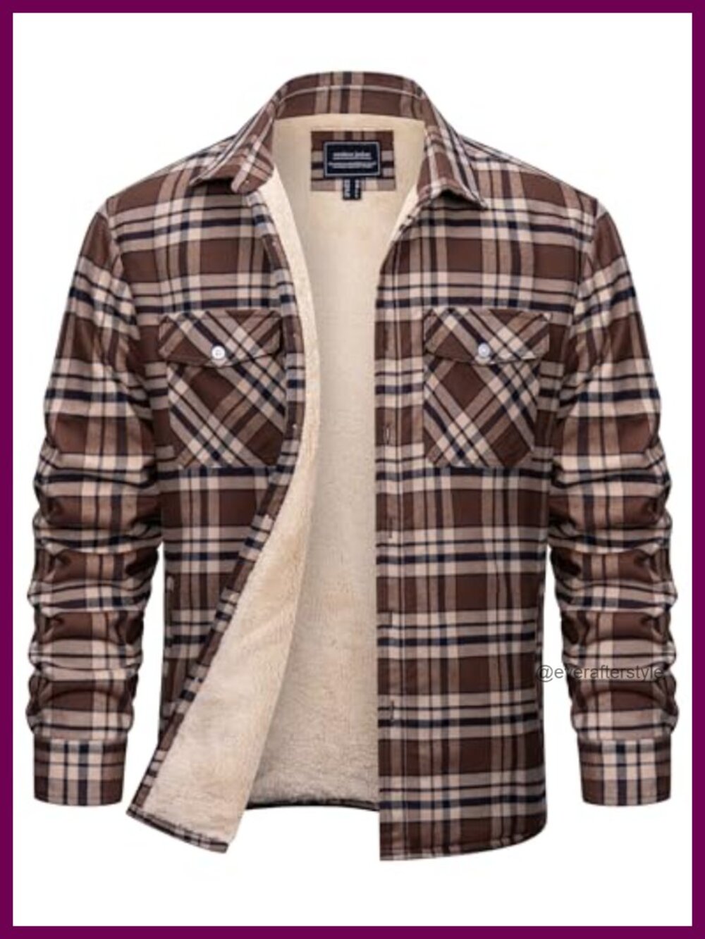 Men's Flannel Shirt Jacket Sherpa Lined Plaid Winter Coat